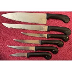 Vtg Revere Ware Stainless Kitchen Knife Lot 6 Pc Chef Bread Utility Paring